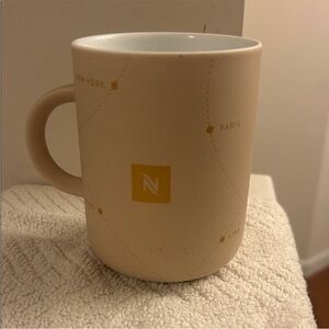Nespresso Limited Edition Elegant Tan Cream Mug with Map Design 16 oz